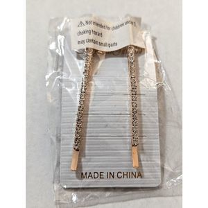 New gold tone rhinestone embellished hair clips (2) 3"